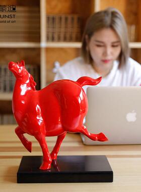 阿斯蒙迪青铜红马摆件马生日生肖礼品高端商务礼欧式客厅家居摆件