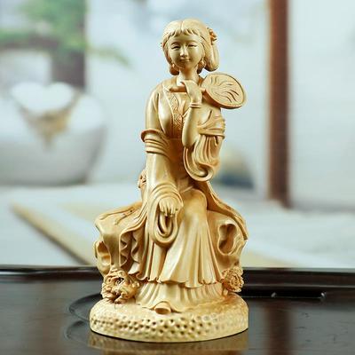 黄杨木雕摆件中式家居饰品木质雕刻工艺品把玩人物红楼梦美女宝钗