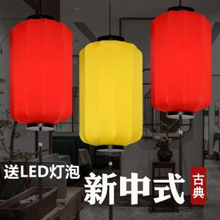 黄红弹力布冬瓜灯笼广告定制 中式 饭店餐厅仿古手工布艺灯笼吊灯