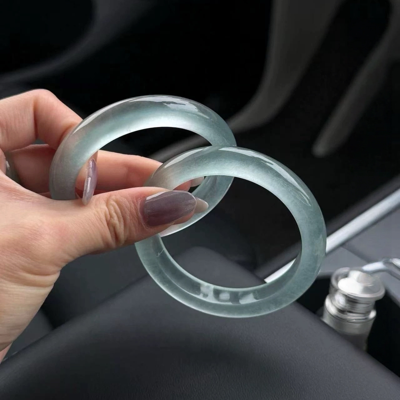 天然冰种翡翠手镯女款冰种蓝水玉镯子送女友闺蜜生日礼物礼盒装