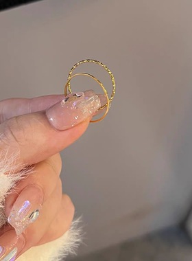 不掉色0.5mm巨细素圈戒指女叠戴食指戒钛钢指环尾戒百搭礼送女友