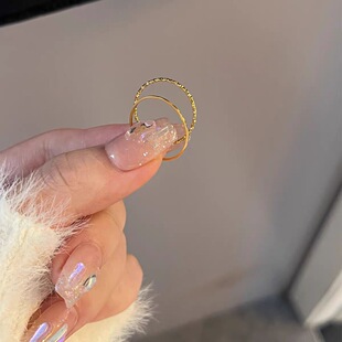 不掉色0.5mm巨细素圈戒指女叠戴食指戒钛钢指环尾戒百搭礼送女友