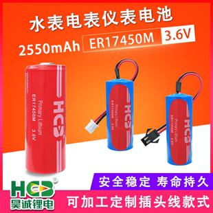HCB昊诚ER17450M锂电池3.6V适用于预付费IC卡中水表冷水表热量表流量计RAM记忆工控PLC伺服驱动器电池功率型