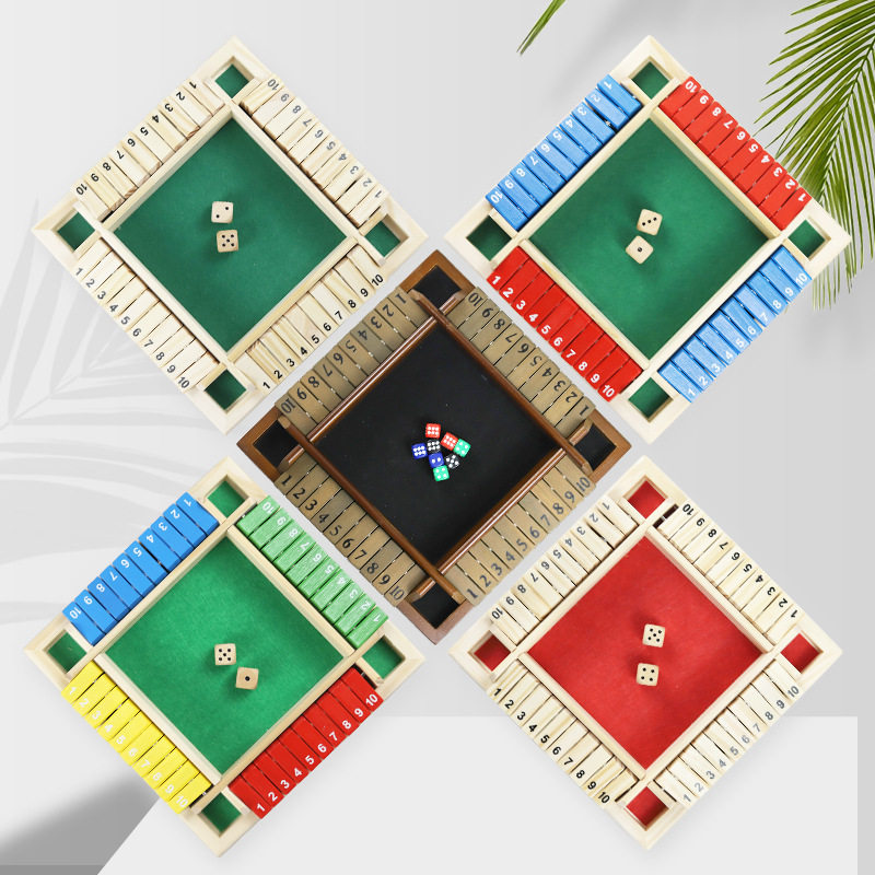 双面数字四面翻牌游戏棋儿童亲子桌游酒吧聚会喝酒行酒令木制玩具