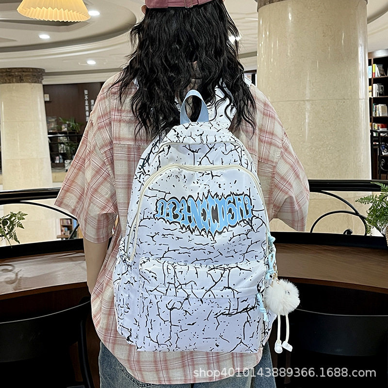新款双肩包美式高街ins小众高中生书包高颜值女大学生初中背包男