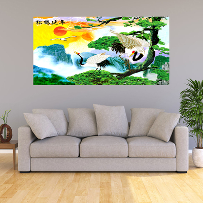 松鹤延年仙鹤图福寿祥瑞海报画
