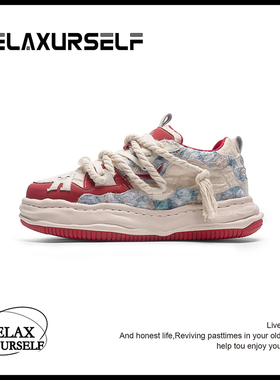 RELAXURSELF国潮情侣溶解鞋低帮时尚运动休闲鞋小众百搭增高潮鞋