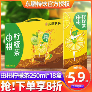 东鹏饮料由柑柠檬茶250ml*18盒整箱油柑果味搭配红茶柠檬茶礼盒装