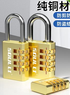 实心纯铜密码挂锁行李箱锁宿舍柜子锁健身房迷你密码锁防水小锁头