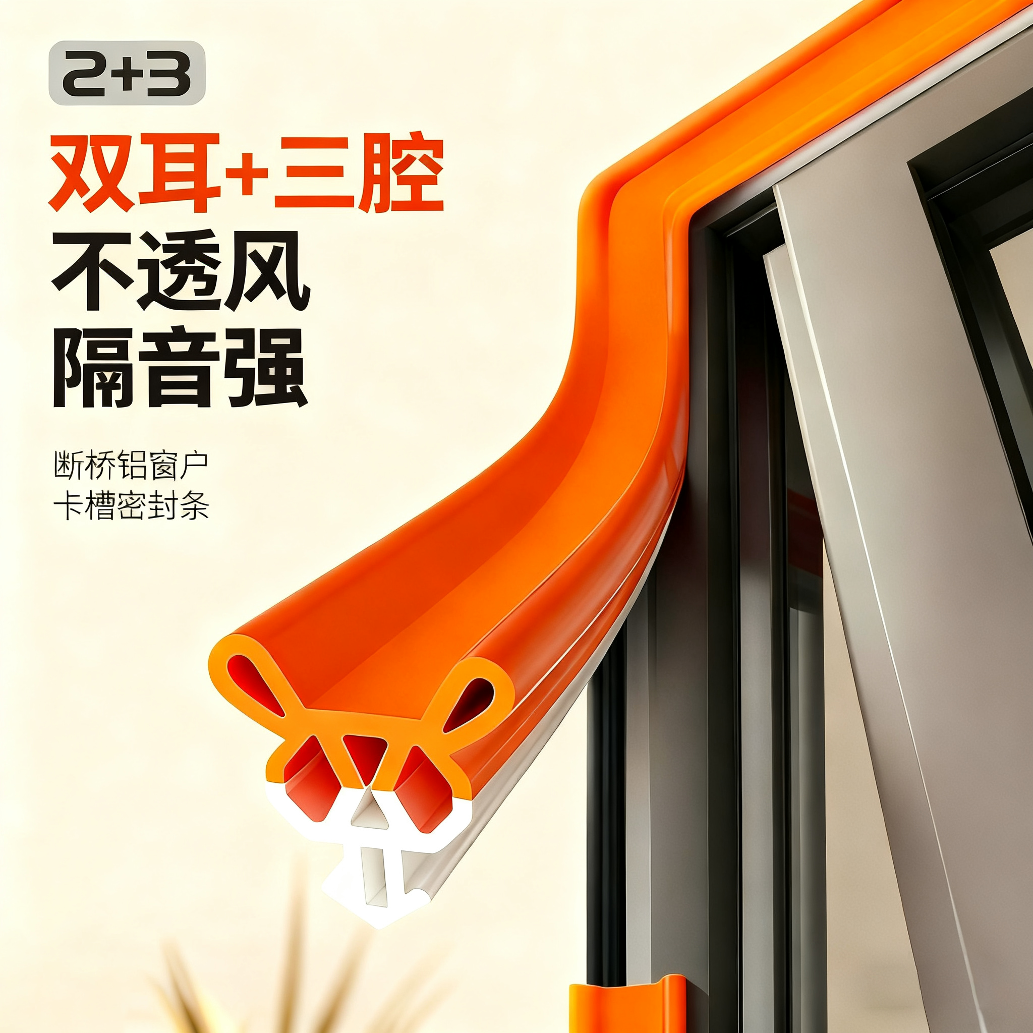 断桥铝窗户卡槽密封条防漏风