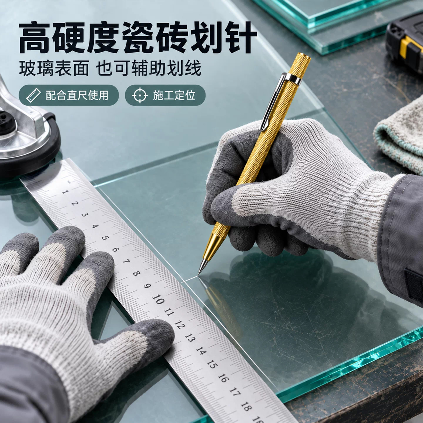 高硬度钨钢合金划线笔高硬度瓷砖划针记号笔切割神器手动工具