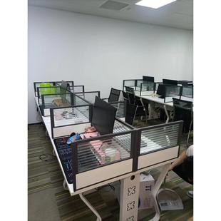 璃办公桌桌板面屏风挡板隔可定隔断办公室工位电脑桌子制BNS玻围