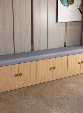 实木现代简约软包带门收纳换鞋凳店软包沙发凳儿童鞋柜家用多功能