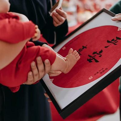 满月手足印宝宝脚印周岁纪念百天仪式用品相框手印泥百日兔新生儿