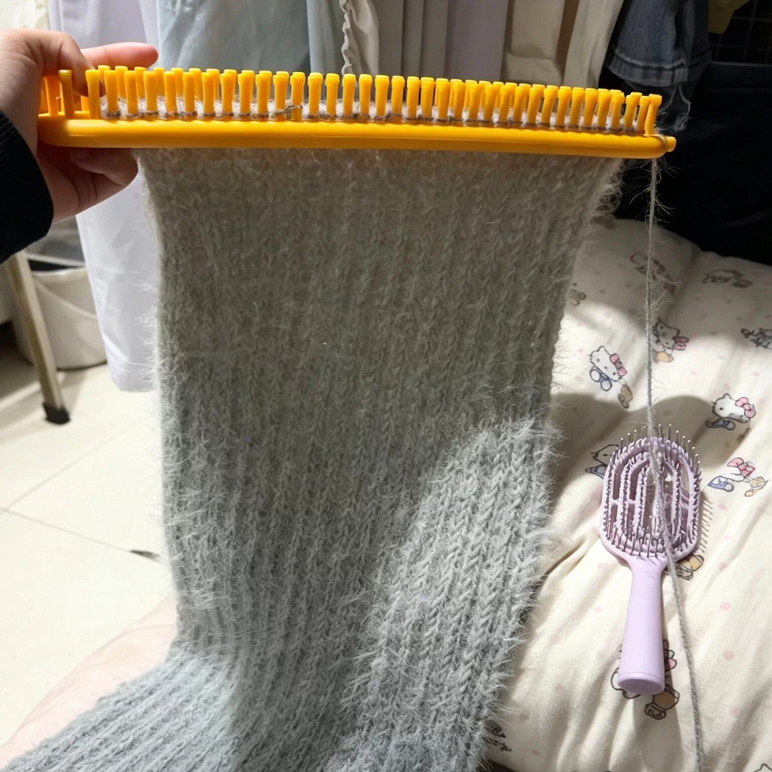 懒人织围巾神器diy手工全套工具围脖帽子高性价比编织器黄色长柄