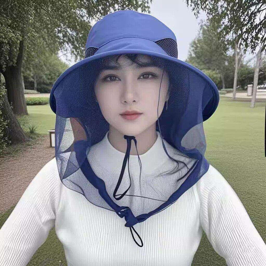 干农活神器下地掰玉米砍甘蔗防刮脸头戴防蚊罩防晒防蚊男女遮阳帽