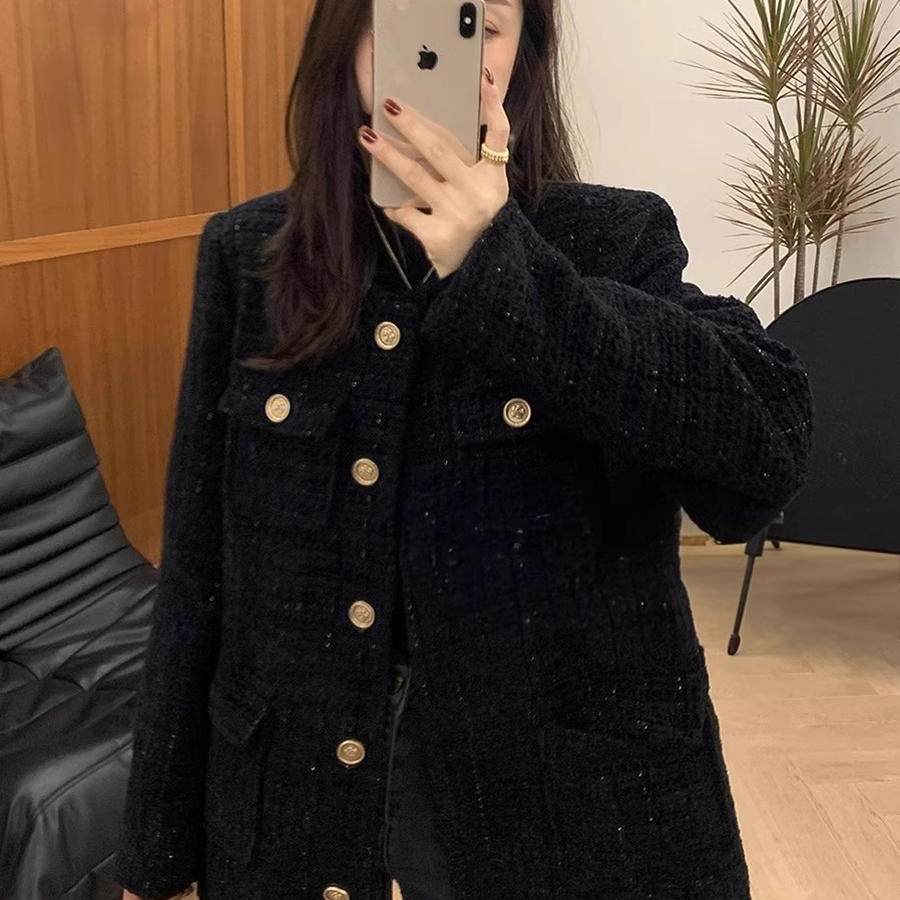 高端黑色小香风外套富家千金上衣