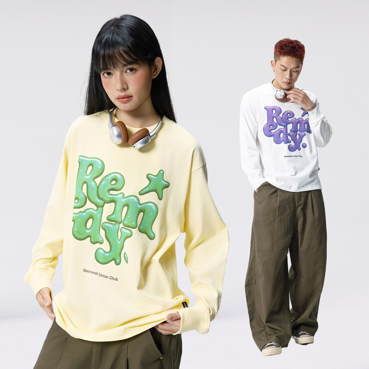 Remedy 美式复古字母印花长袖T恤男女秋季潮牌休闲宽松情侣上衣