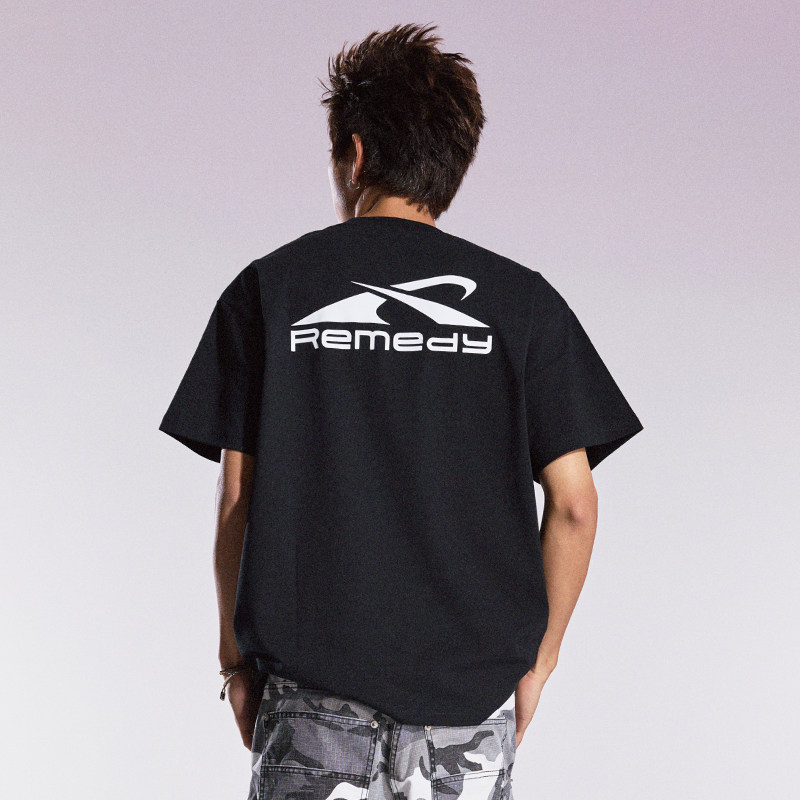 Remedy 夏季国潮新R型视觉字母半袖美式街头潮牌宽松短袖T恤男女
