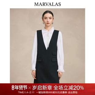 曼德诗无袖连衣裙女2025年秋季新款吊带裙子背心裙叠穿显瘦小黑裙