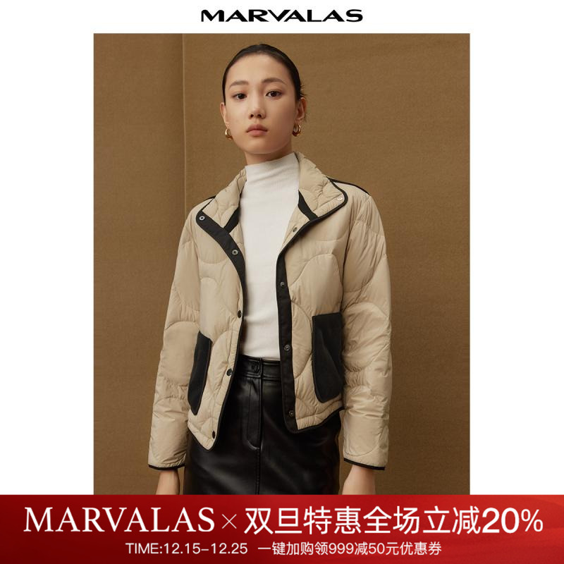 曼德诗羽绒服短款面包外套