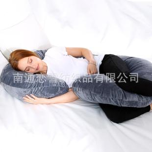 水晶绒孕妇枕头侧卧护腰枕可拆洗C型孕妇抱枕枕芯亚马逊实体供货