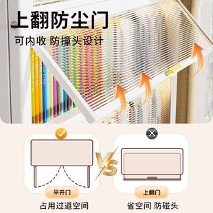 家用钢制书柜儿童防尘书架带门置物架收纳柜客厅多层落地储物柜子