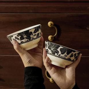 复古碗具套裝釉下彩餐具碗碟盘家用陶瓷碗汤碗高颜值盘子碗筷全套