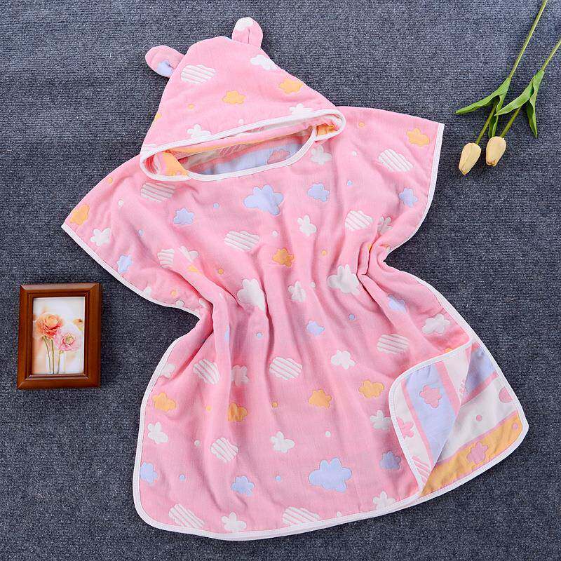 直销六层纱布浴袍儿童0057婴宝带连帽帽披风柔软卡宝通全母棉斗篷