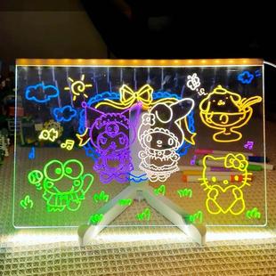 画板可擦写diy双面亚克力发光滑板透明留言儿童写字板 会发光