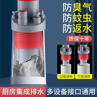 厨房水槽管道集成下水防臭密封塞通用净水器小厨宝排水管分流神器