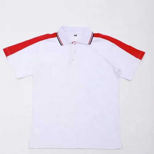 白色袖大红边夏季中小学校服POIO短袖衫校院风班服套装建欧