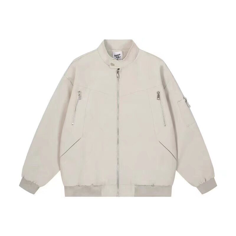 2026新款美式高街立领工装飞行员夹克男潮牌拉链设计感棒球服外套