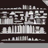 淮安江苏手绘地标建筑景点城市剪影旅游地平天际线描稿插画图素材