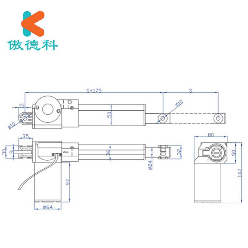 U24V 400mm 2000N 20毫米5每秒488 IP 重症病房 IC电动病4床 电推