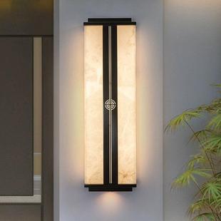 新中式壁灯户外防水中国风大气全铜云石别墅庭院花园阳台外墙灯具