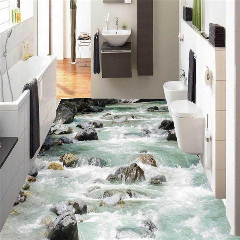 高清磨砂pvc地板3D河水溪流鹅卵石地板地板画浴室自粘地贴,家装主材,PVC地板,淘宝优惠券,粉丝福利购,淘宝优惠卷