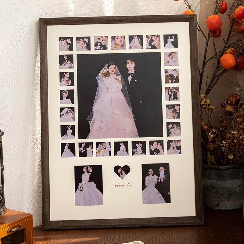 实木相框结婚照片墙相框组合宫格情侣婚纱照片结婚证相框画框,家居饰品,DIY亲子装饰画,淘宝优惠券,粉丝福利购,淘宝优惠卷