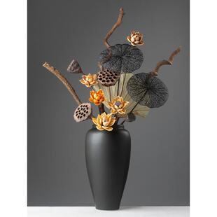 干花花束真花风干落地高枝装饰摆件天然莲蓬插花轻奢客厅摆设