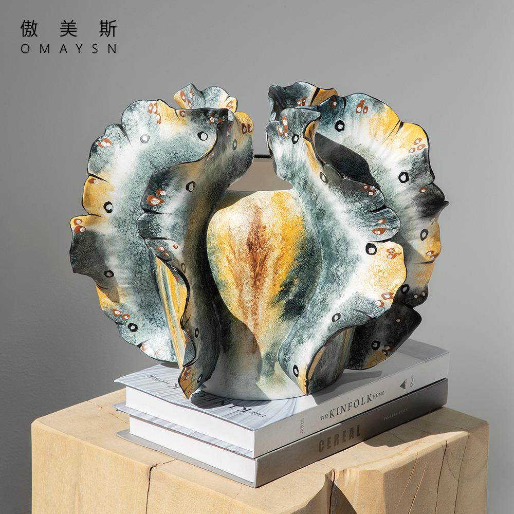 手绘陶瓷花瓶傲美斯Omaysn跨境蝴蝶创意陶瓷摆件家居客厅装饰品,橡塑材料及制品,工业陶瓷,淘宝优惠券,粉丝福利购,淘宝优惠卷