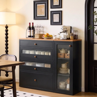 钢制餐边柜咖啡机置物柜餐厅茶水柜落地吧台柜收纳柜厨房储物柜子