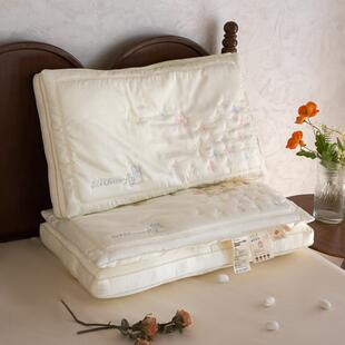 新款双层蝶梦蚕丝枕莱赛尔纤维蚕丝枕芯立体双层包边刺绣成人枕头