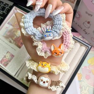 卡通疯狂动物城朱迪尼克花边毛绒发圈甜美少女马尾小肠圈可爱发绳