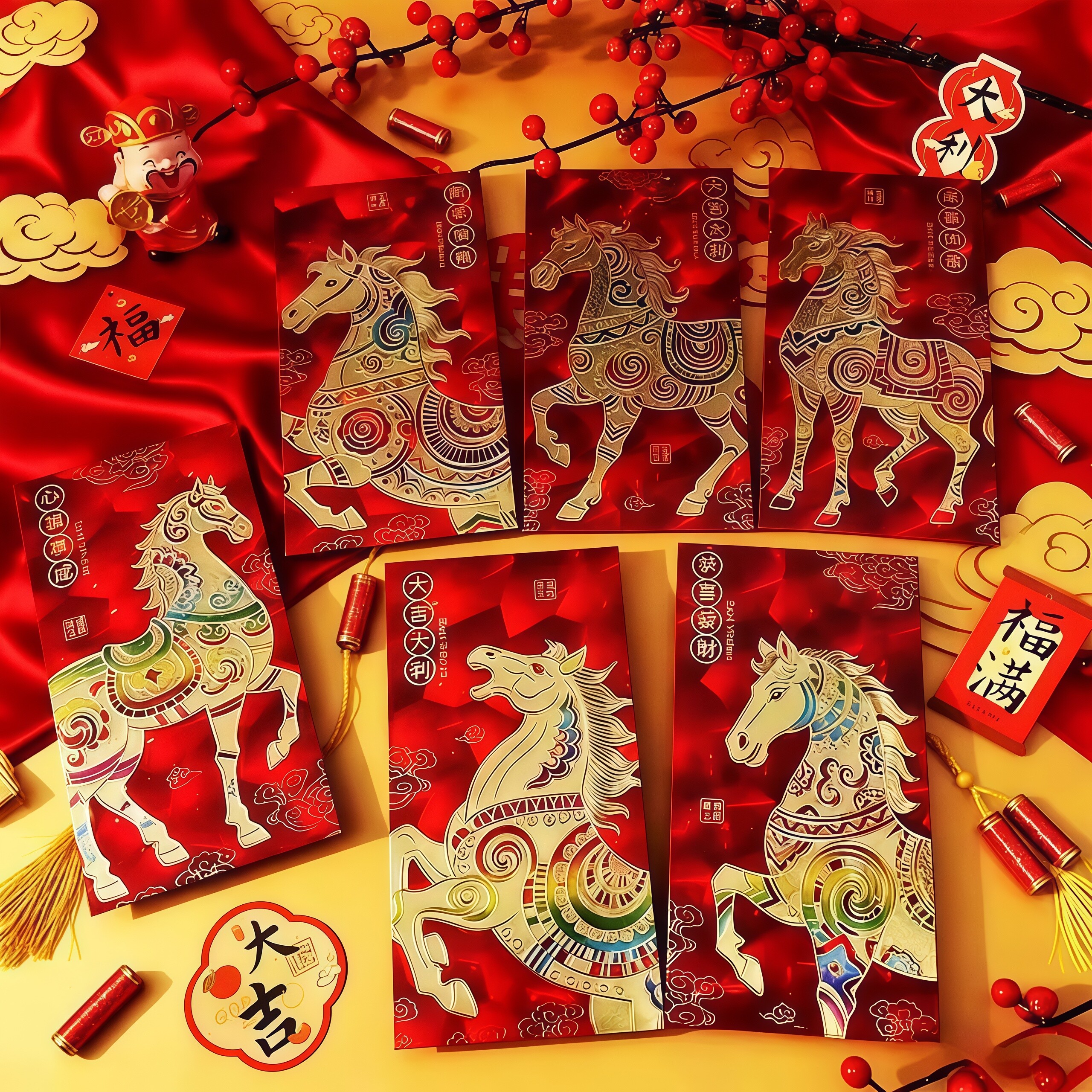 2026马年新款过年红包加硬加厚烫金猫眼3D千元通用春节大号利是封
