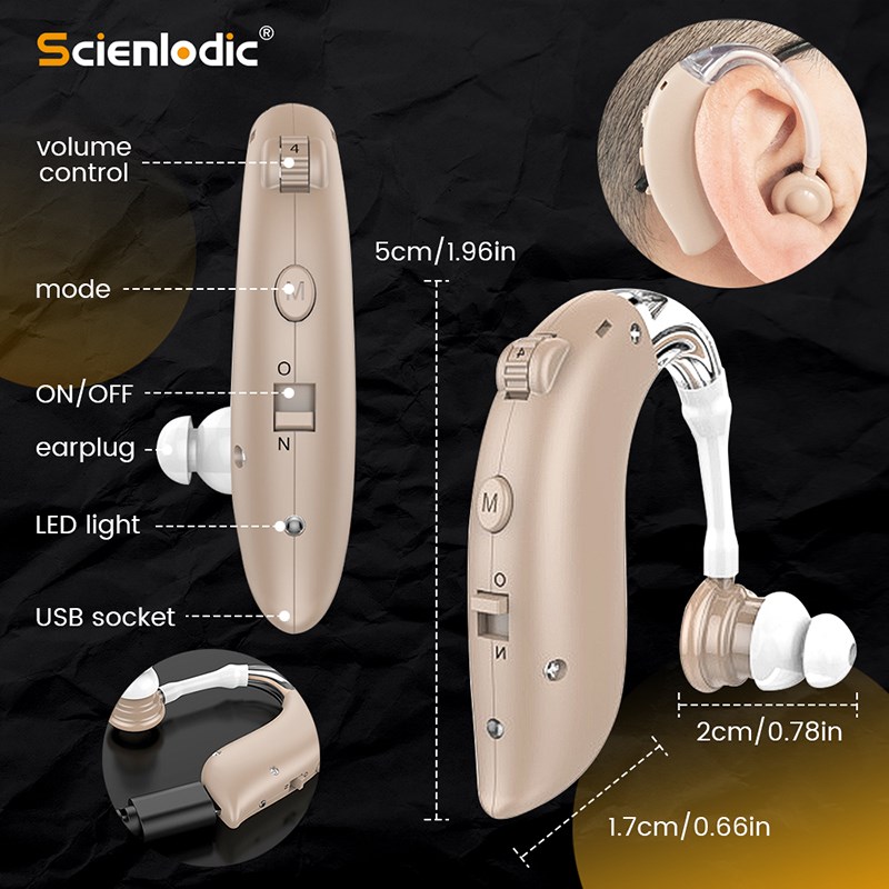 Mini Rechargeable Heraring Aid Digital BTE Hearing Aids Adju