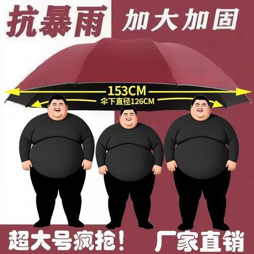 【工厂直销】防晒加固特大号十二骨抗暴风雨商务四人晴雨伞