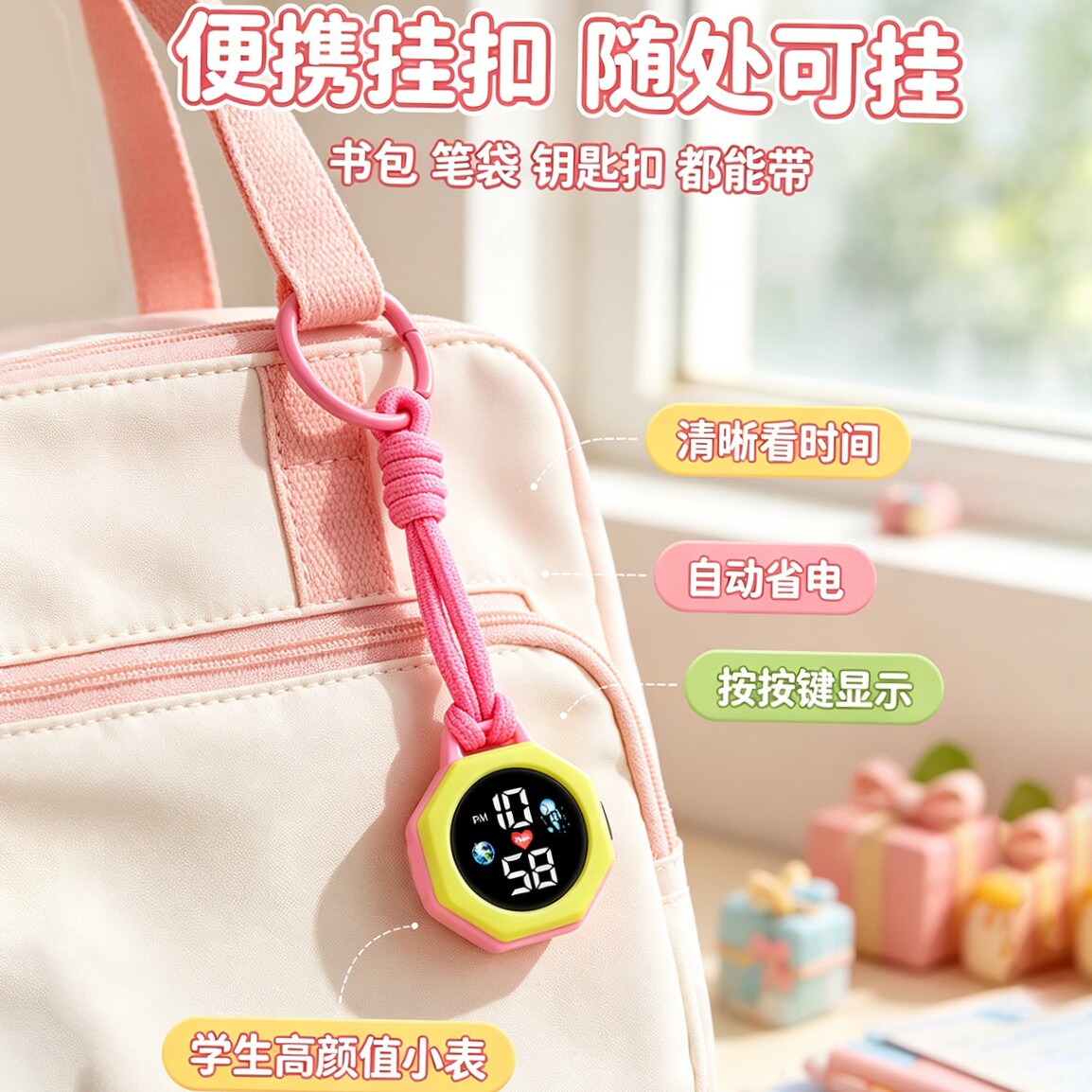 新款手表迷你挂电子挂表便携学生电子表工作学习考试表静音时钟