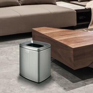 6L8升12L方形房间桶酒店不锈钢时尚竖纹室内家用办公室垃圾桶
