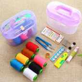 46件套家用针线盒套装 针线包手缝线缝补工具手提便携缝补收纳盒