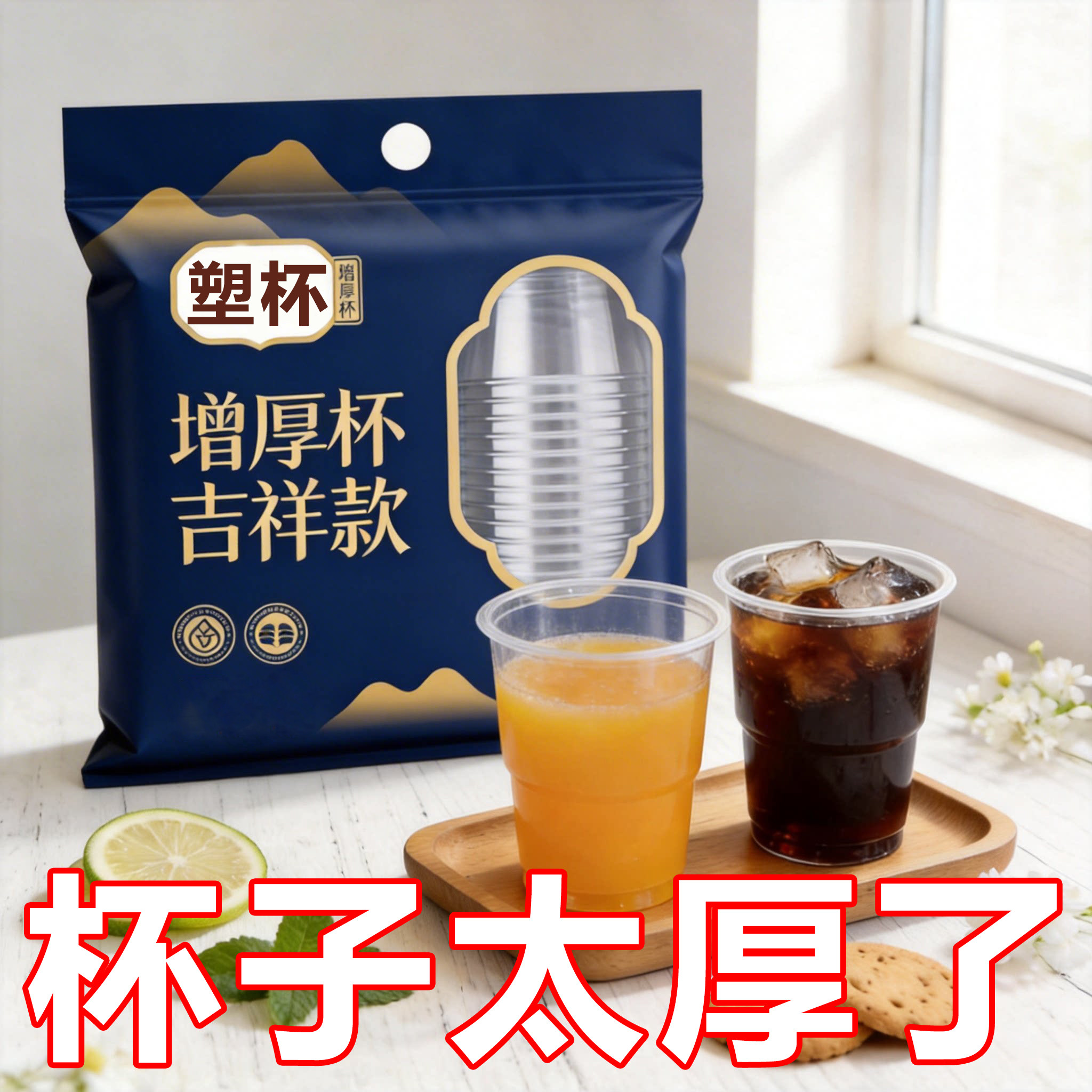 一次性杯子塑料杯口杯家用加厚饮料杯茶杯水杯子批发1000装整箱